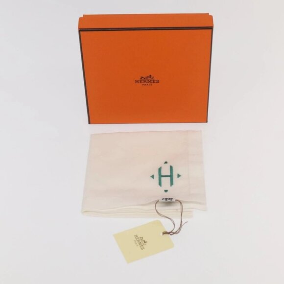 HERMES Handkerchief Cotton White Auth 101161 - Picture 10 of 10